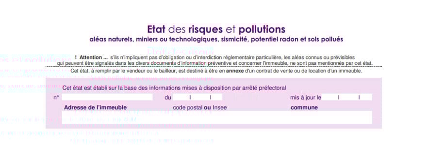état des risques et pollutions