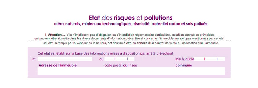 état des risques et pollutions